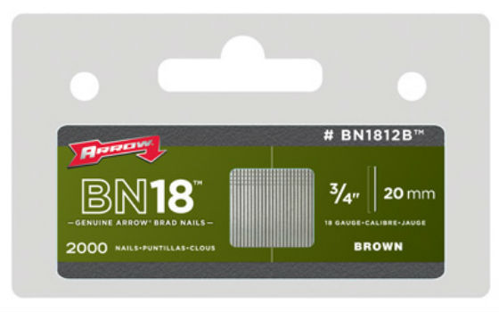 Arrow Fastener BN1812BCS Brown Brad Nail, 3/4", 2000-Pack