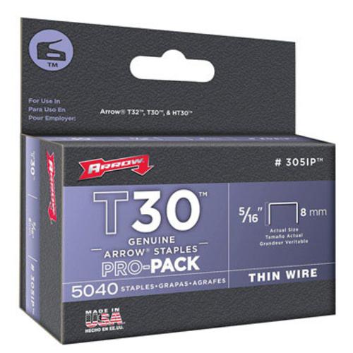Arrow 305IP Heavy Duty Thin Wire T30 Staples, 5/16"
