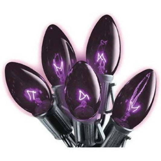 Sylvania V32528 Halloween Pink/Purple C9 25-Light Set with Black Wire, 25'