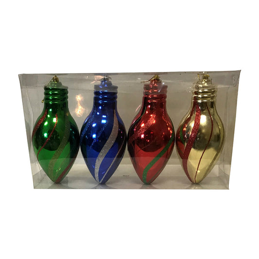 Santas Forest 99103 Shatterproof Assorted Color Christmas Bulbs, 8", 4-Piece