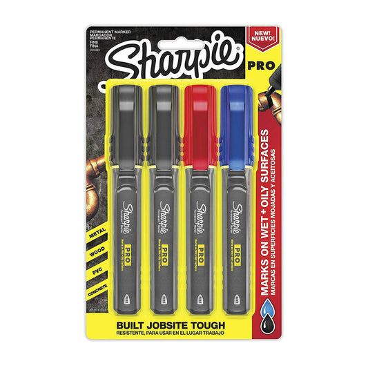 Sharpie 2018324 Pro Fine Tip Permanent Markers, Assorted Colors, 4-Count