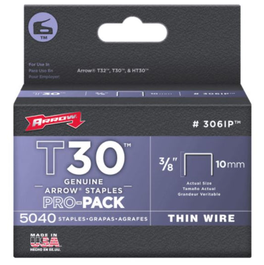 Arrow 306IP T30 Staples, 3/8"