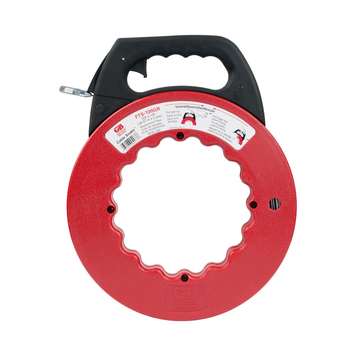 Gardner Bender FTS-100GR Cable Snake Fish Tape, Plated Carbon Steel, Red