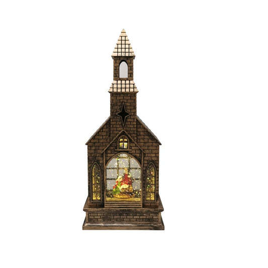 Santas Forest 92814 Christmas Glistening Church, Gold, Plastic