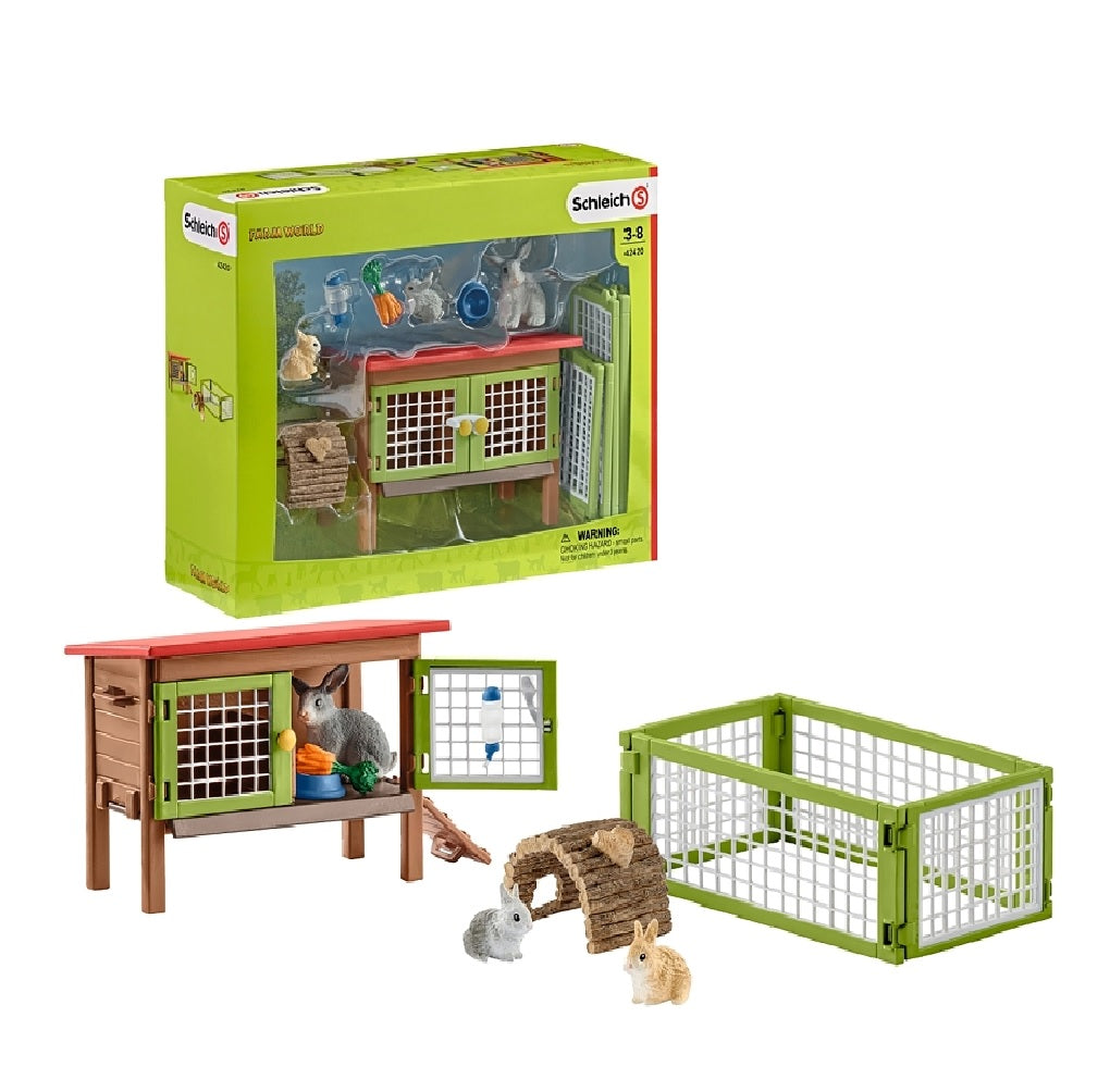 Schleich-S 42420 Farm World Series Rabbit Hutch Toy